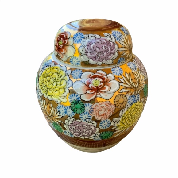 Vintage Other - Japanese Kutani Hanazume Kumi floral ginger jar
